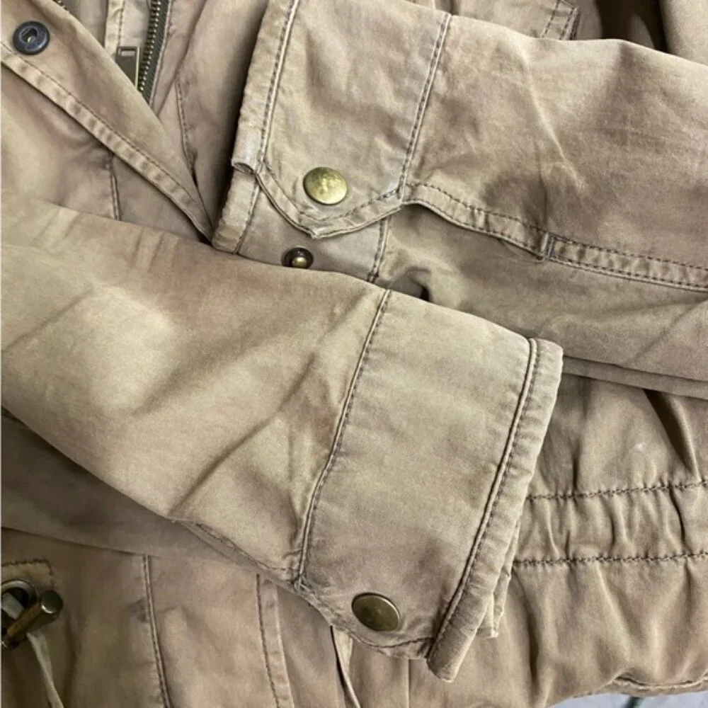 Kismet Tan With Black Southwestern Print Trim Utility Jacket L - Picture 7 of 16